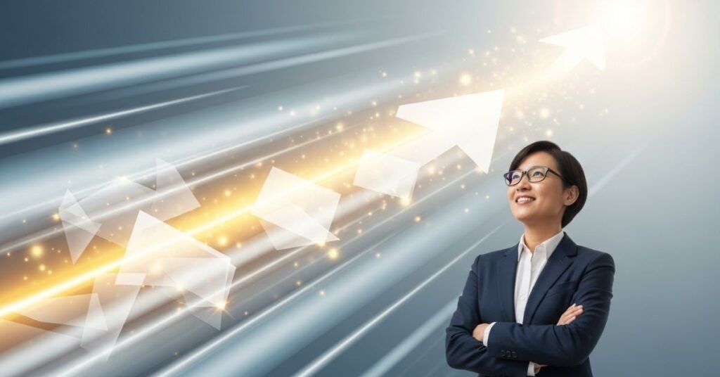 Supporting visual for a blog section titled Stay Positive and Visualize Success. Professional style